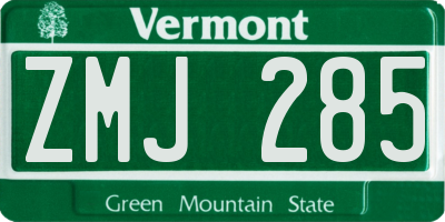 VT license plate ZMJ285