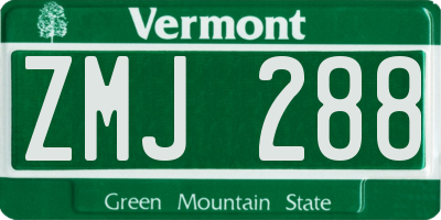 VT license plate ZMJ288