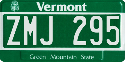 VT license plate ZMJ295