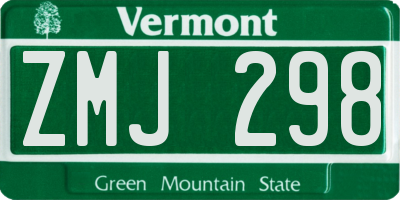 VT license plate ZMJ298