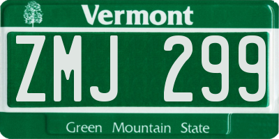 VT license plate ZMJ299