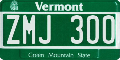 VT license plate ZMJ300