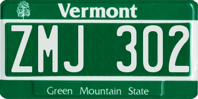 VT license plate ZMJ302