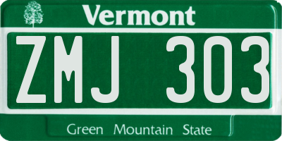VT license plate ZMJ303