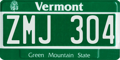 VT license plate ZMJ304