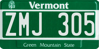 VT license plate ZMJ305