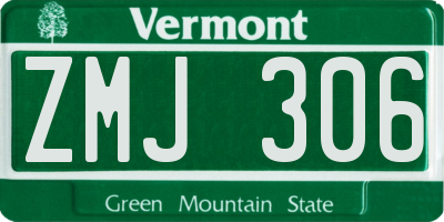 VT license plate ZMJ306