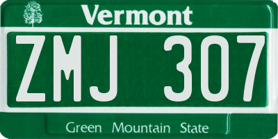 VT license plate ZMJ307