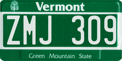 VT license plate ZMJ309