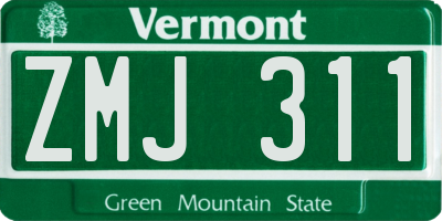 VT license plate ZMJ311