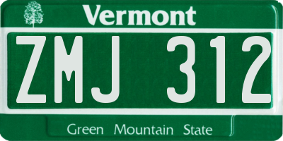 VT license plate ZMJ312