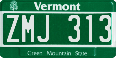 VT license plate ZMJ313
