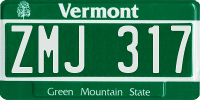 VT license plate ZMJ317