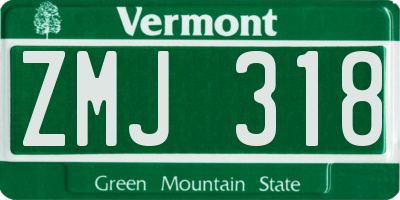VT license plate ZMJ318