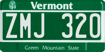 VT license plate ZMJ320