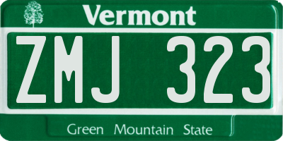VT license plate ZMJ323