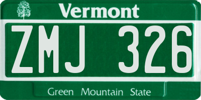 VT license plate ZMJ326