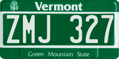 VT license plate ZMJ327