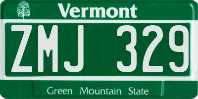 VT license plate ZMJ329