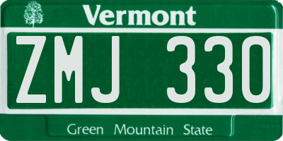 VT license plate ZMJ330
