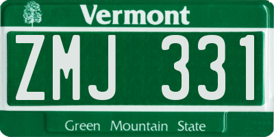 VT license plate ZMJ331