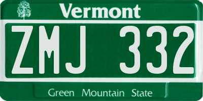 VT license plate ZMJ332