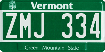 VT license plate ZMJ334