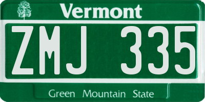 VT license plate ZMJ335