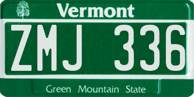 VT license plate ZMJ336
