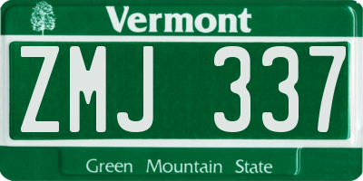 VT license plate ZMJ337