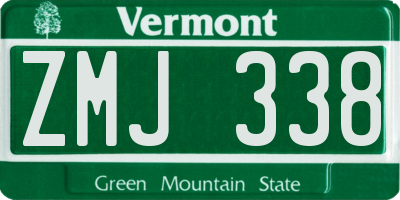VT license plate ZMJ338