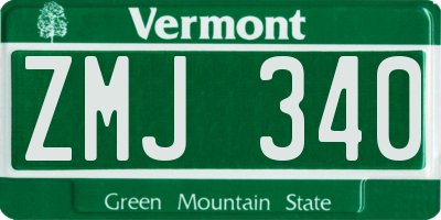 VT license plate ZMJ340