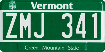 VT license plate ZMJ341