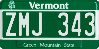 VT license plate ZMJ343
