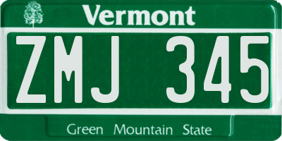 VT license plate ZMJ345