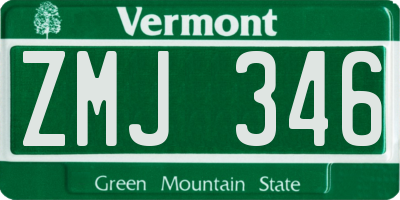 VT license plate ZMJ346