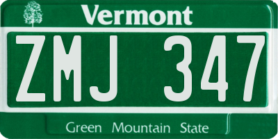 VT license plate ZMJ347