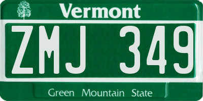 VT license plate ZMJ349