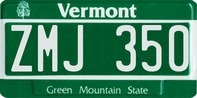VT license plate ZMJ350