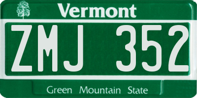VT license plate ZMJ352