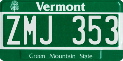 VT license plate ZMJ353