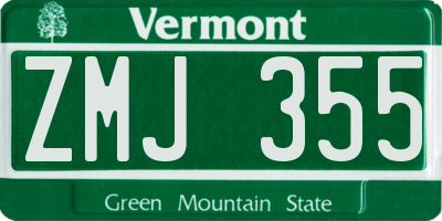 VT license plate ZMJ355