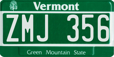VT license plate ZMJ356