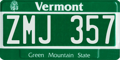 VT license plate ZMJ357