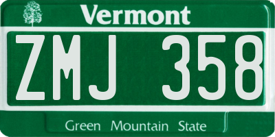 VT license plate ZMJ358