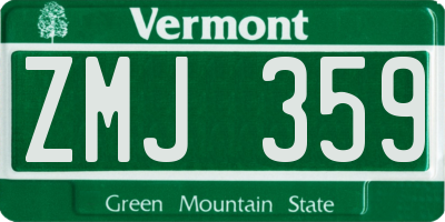 VT license plate ZMJ359