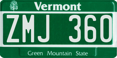 VT license plate ZMJ360