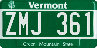 VT license plate ZMJ361