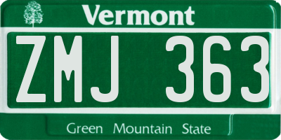 VT license plate ZMJ363