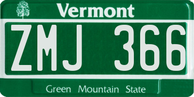 VT license plate ZMJ366